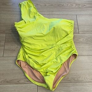 J. Crew Neon Yellow One-Shoulder Swimsuit